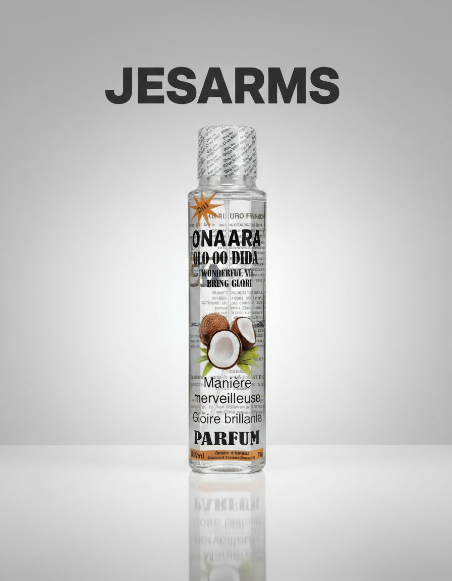 Bottle of perfume with a decorative frame in the background