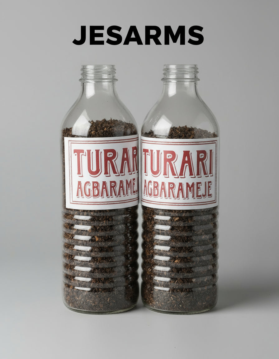 Two bottles of Turari Agbarameje with visible labels.